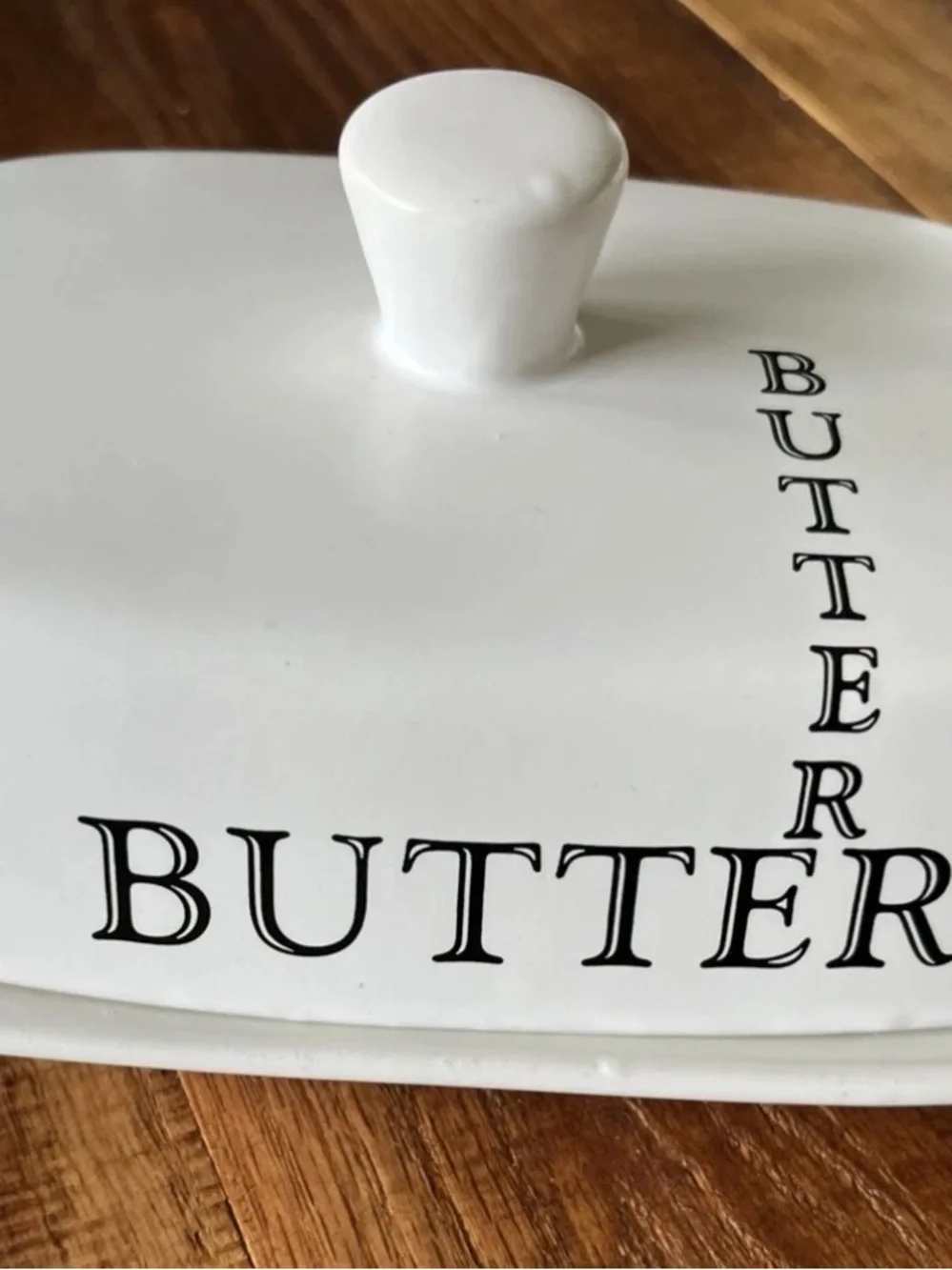 The Old Pottery Company Covered Butter Dish with Lid White farmhouse style